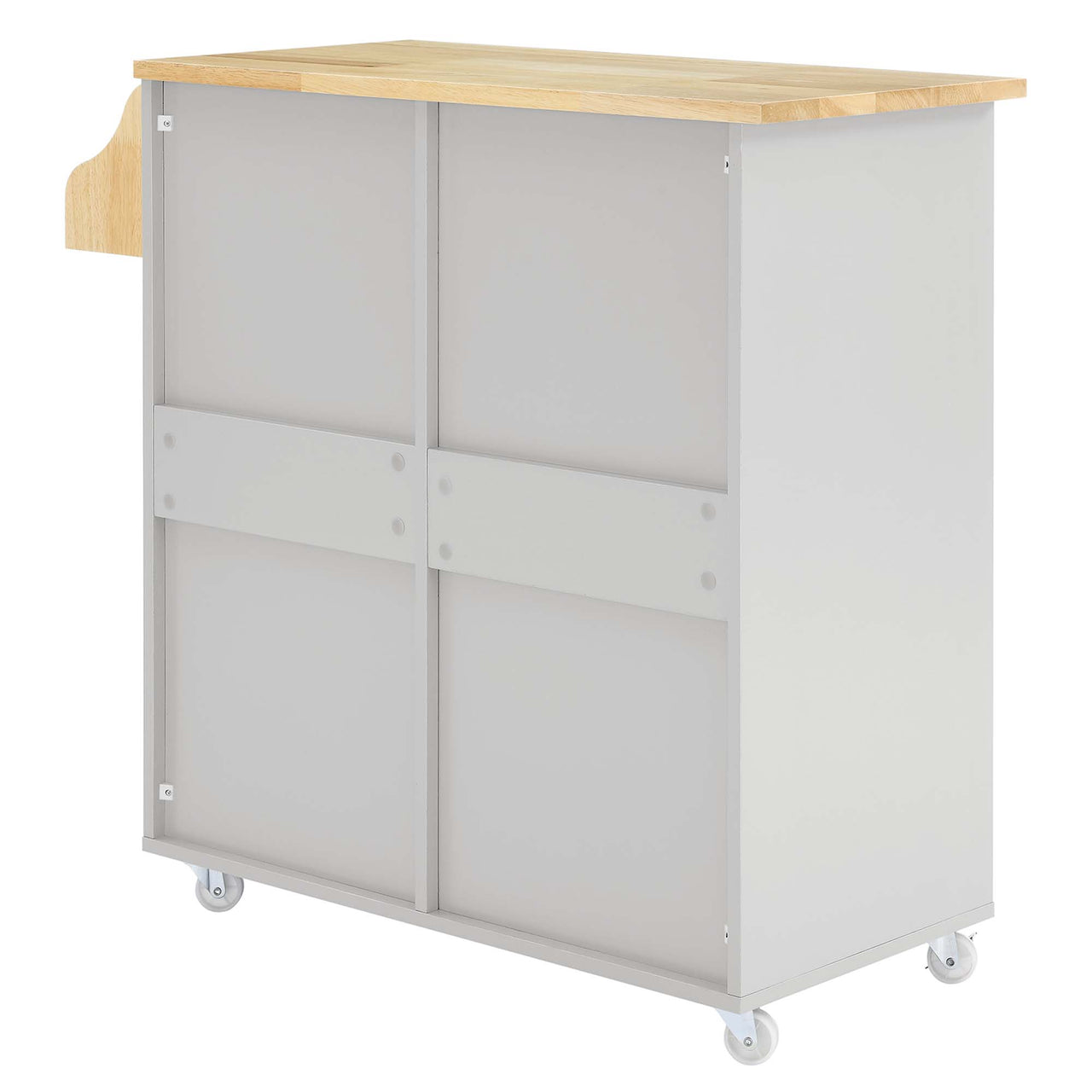 Savion Kitchen Cart, Light Gray & Natural Wood