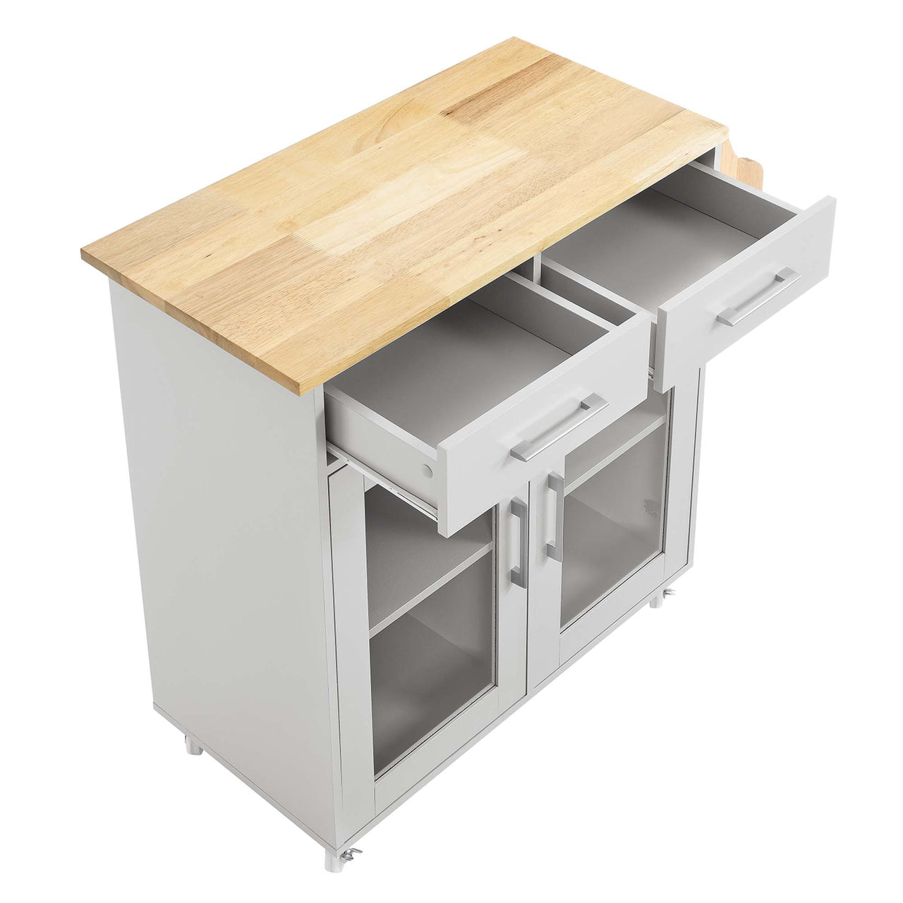 Savion Kitchen Cart, Light Gray & Natural Wood