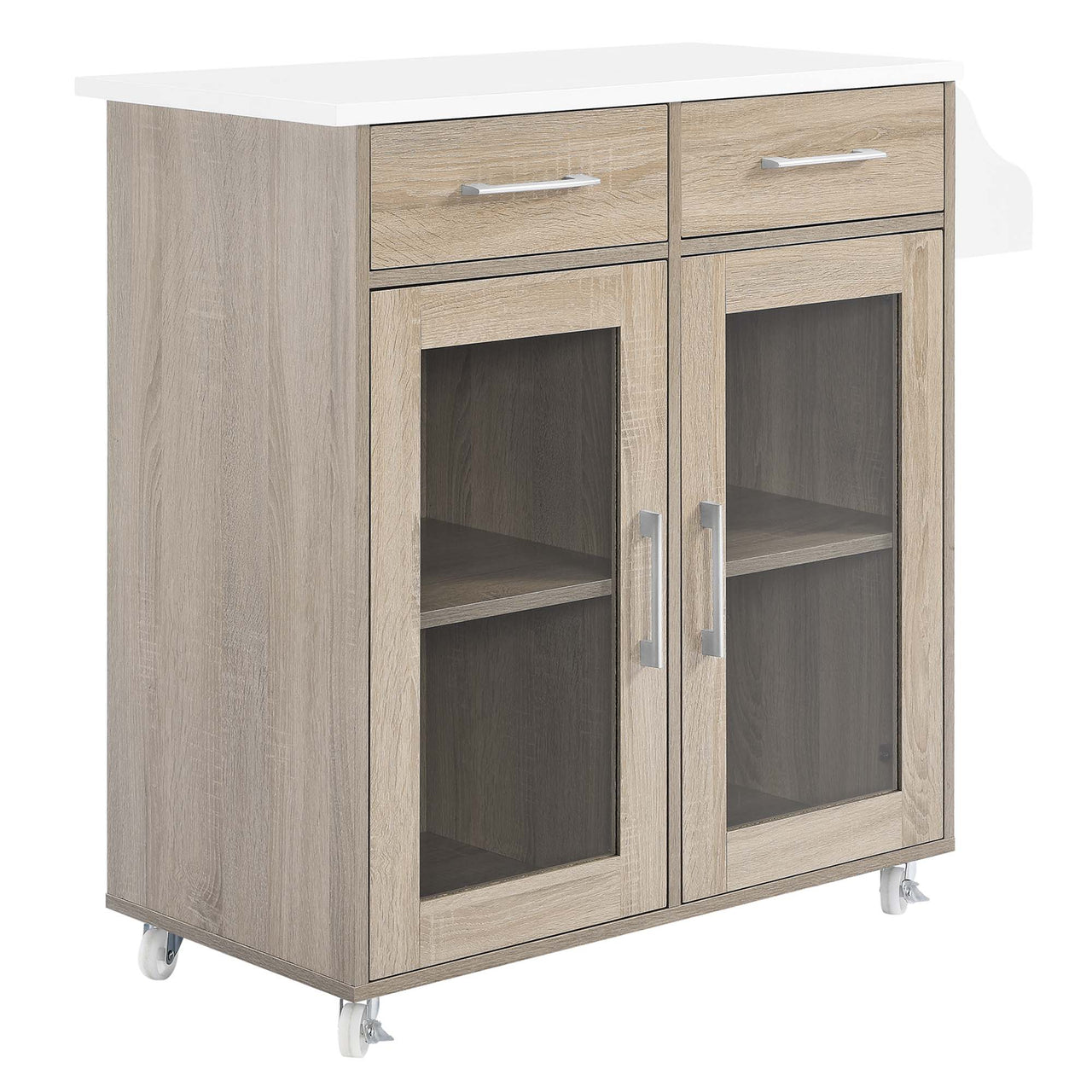 Savion Kitchen Cart, Oak & White