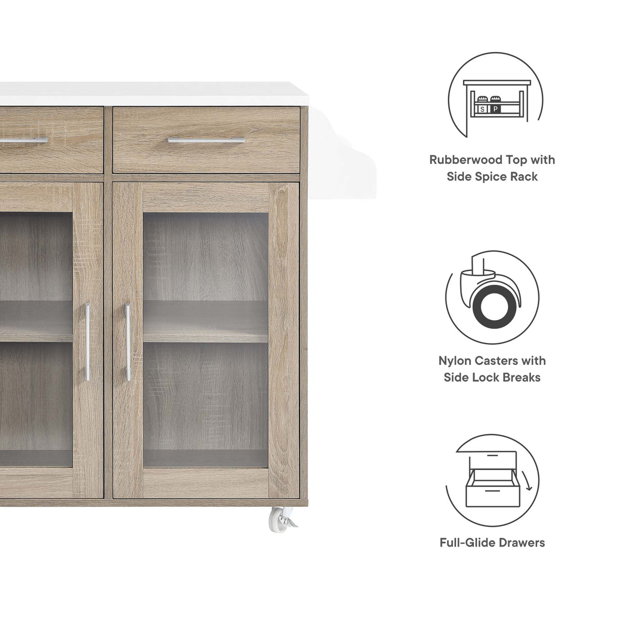 Savion Kitchen Cart, Oak & White
