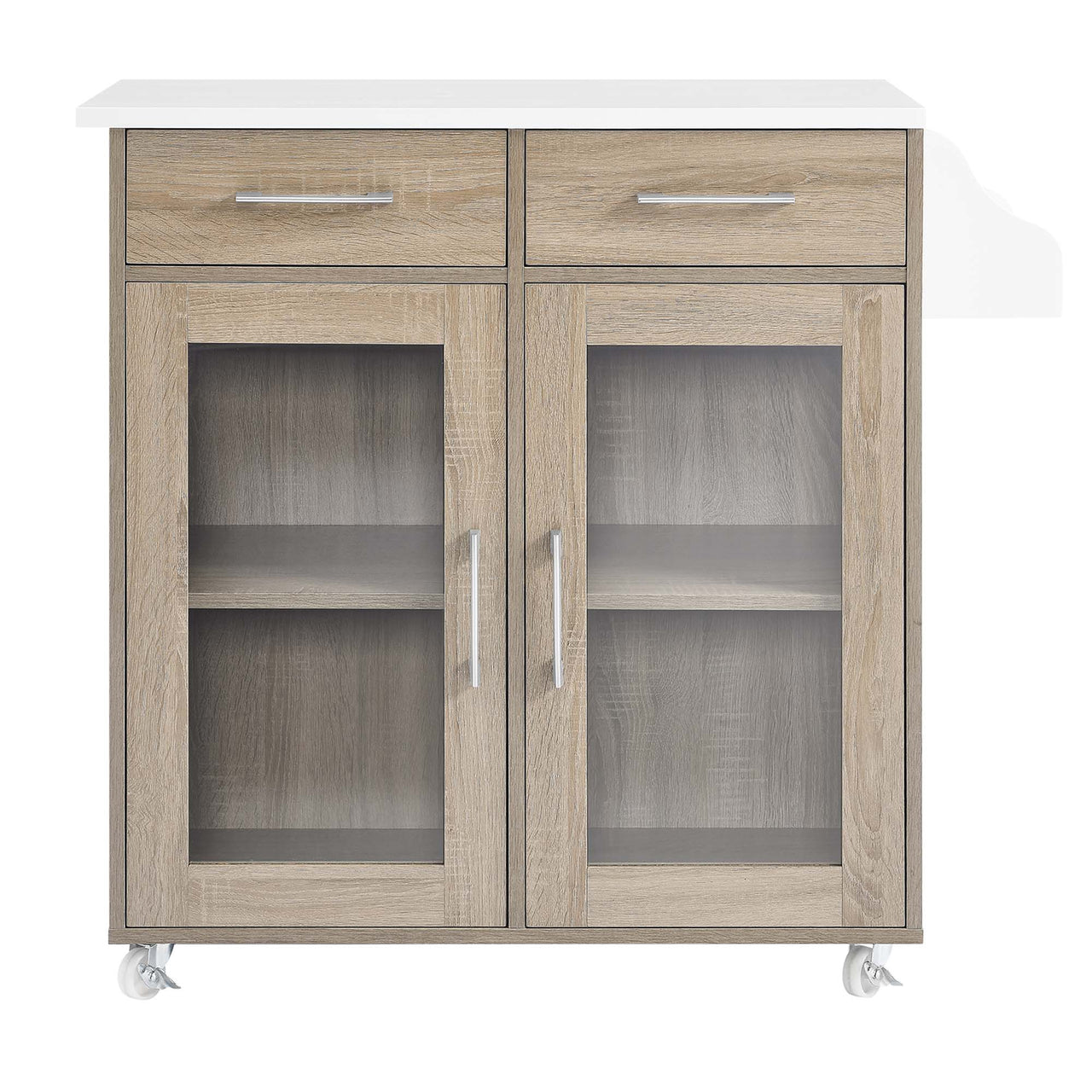 Savion Kitchen Cart, Oak & White