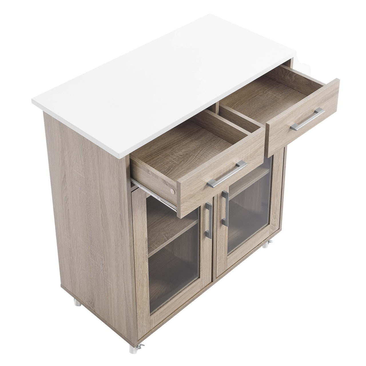Savion Kitchen Cart, Oak & White