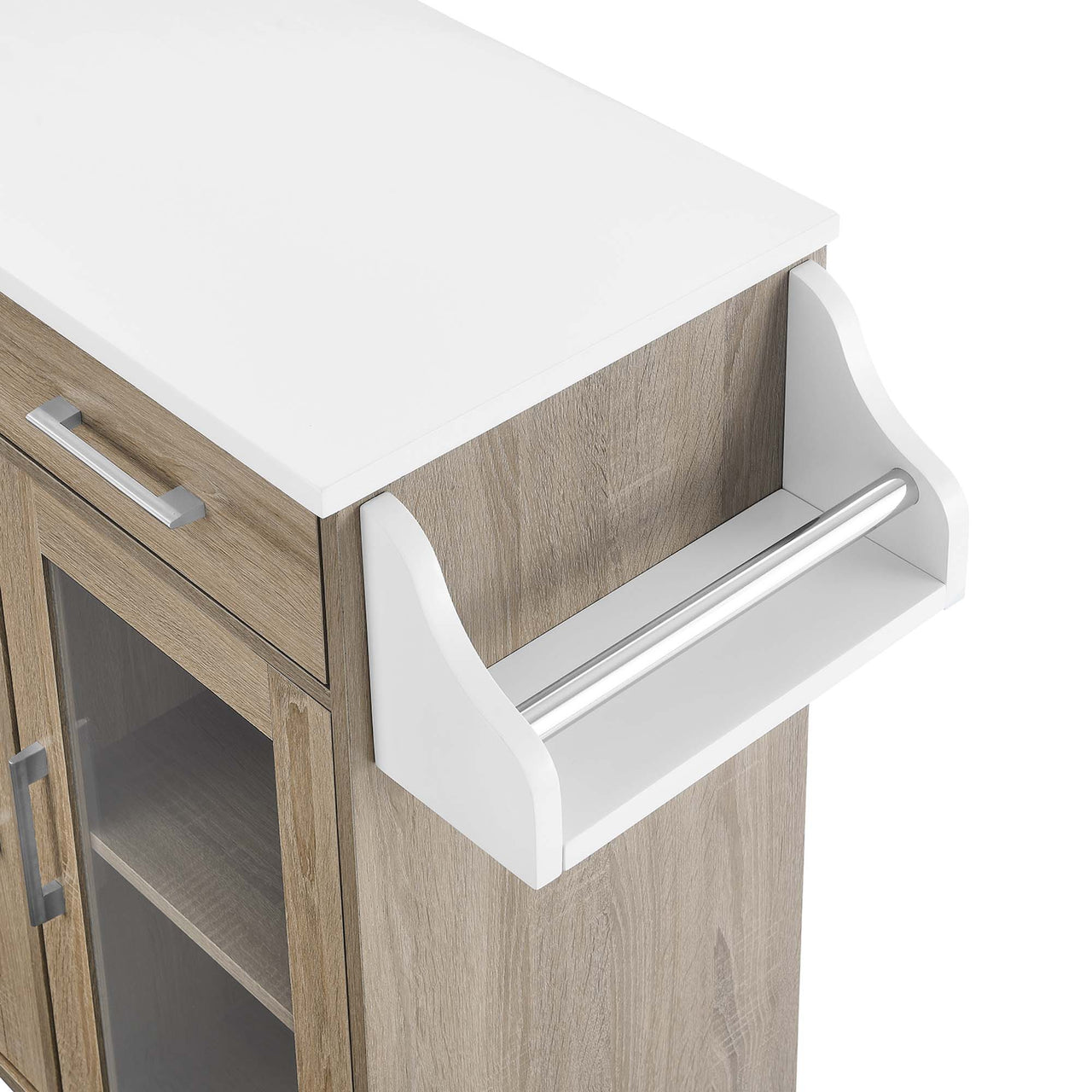 Savion Kitchen Cart, Oak & White