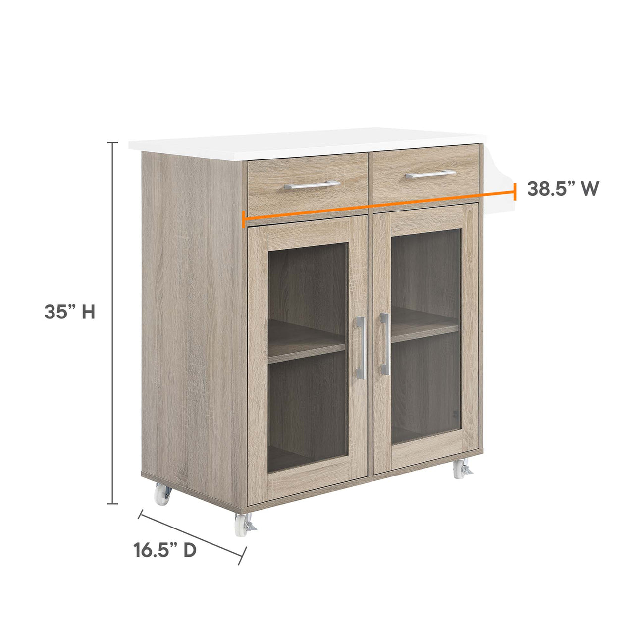Savion Kitchen Cart, Oak & White