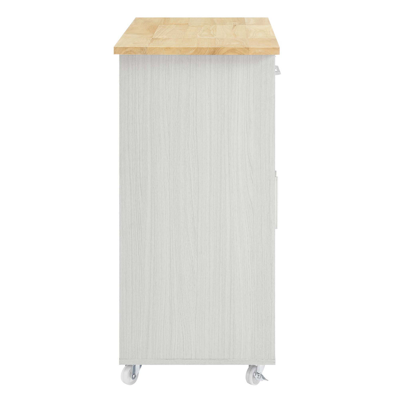 Savion Kitchen Cart, White & Natural Wood