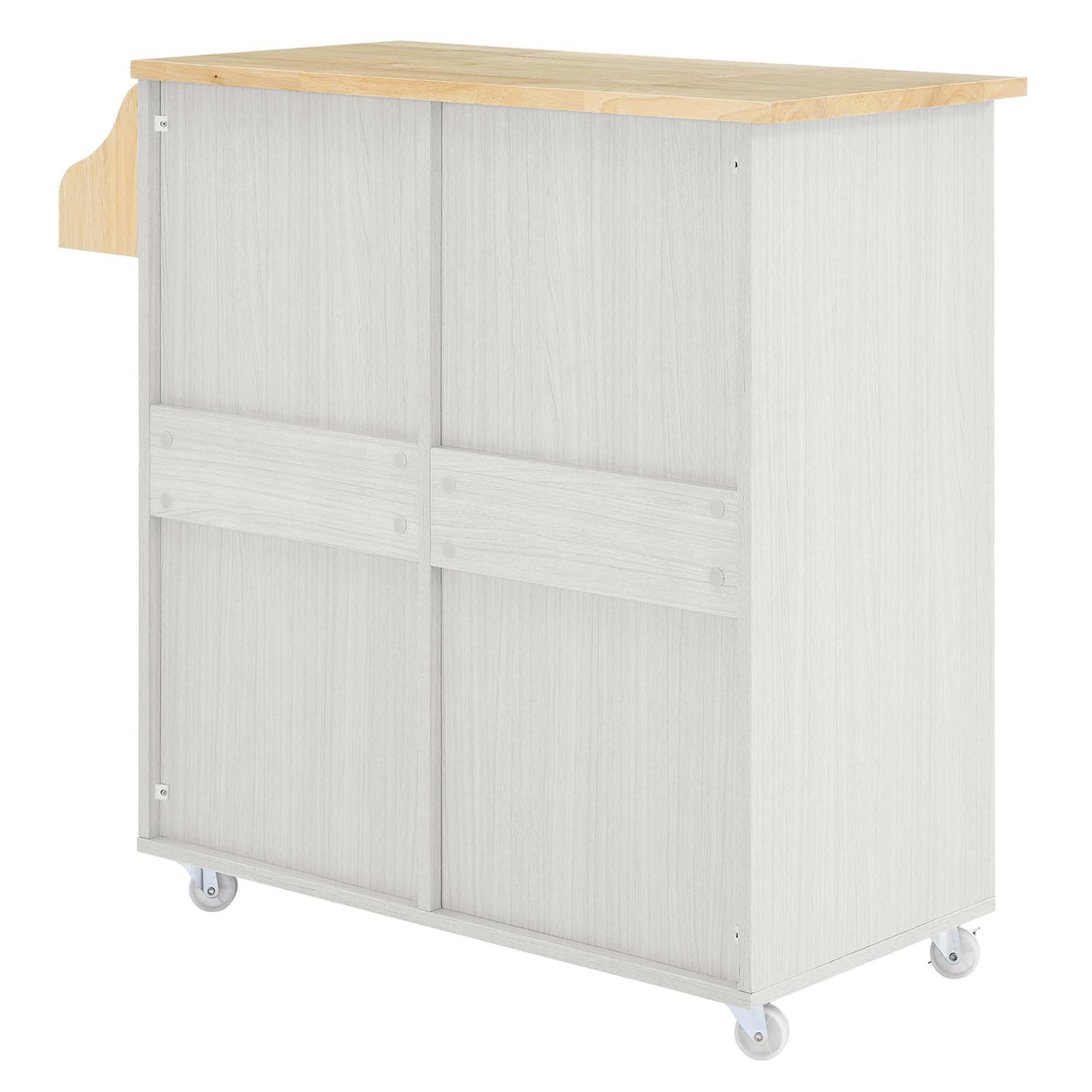 Savion Kitchen Cart, White & Natural Wood