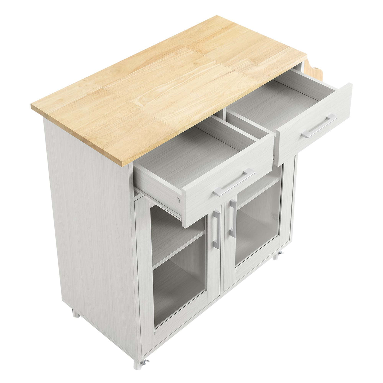 Savion Kitchen Cart, White & Natural Wood