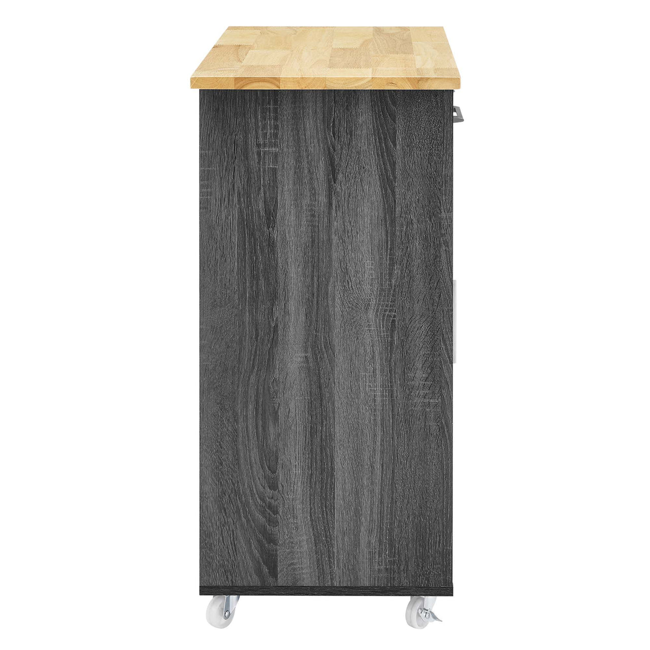 Gourmand Kitchen Pantry Cart V.2, Charcoal & Natural Wood