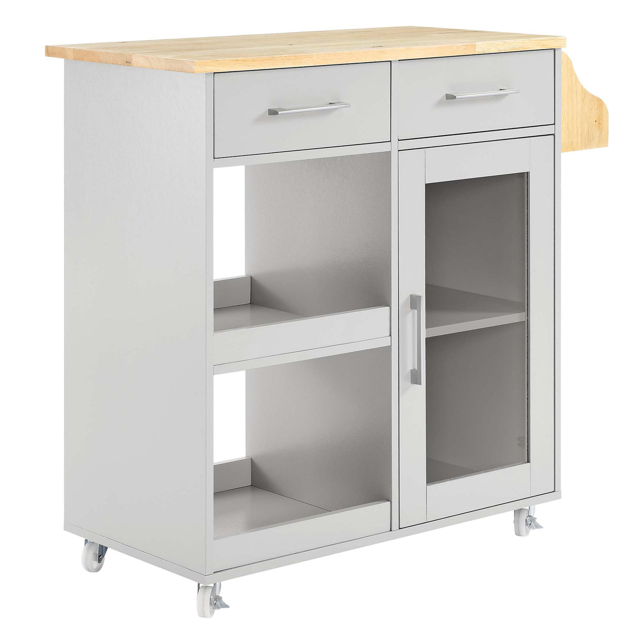 Gourmand Kitchen Pantry Cart V.2, Light Gray & Natural Wood