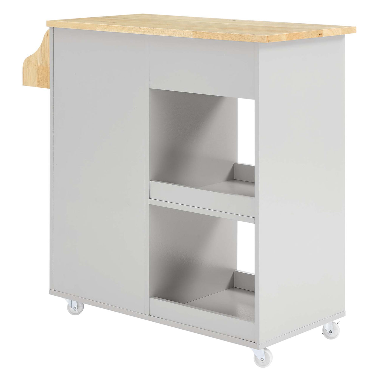Gourmand Kitchen Pantry Cart V.2, Light Gray & Natural Wood