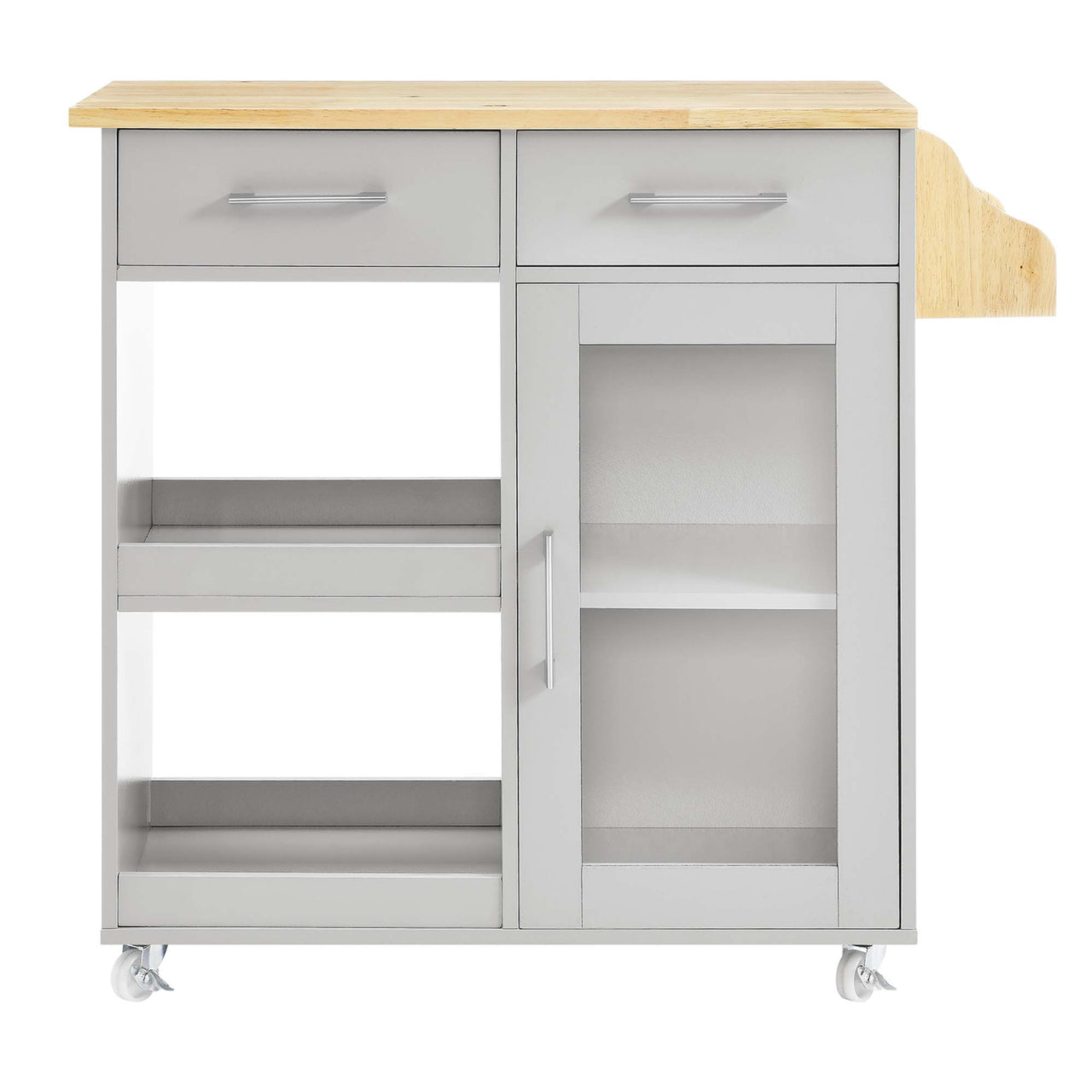 Gourmand Kitchen Pantry Cart V.2, Light Gray & Natural Wood