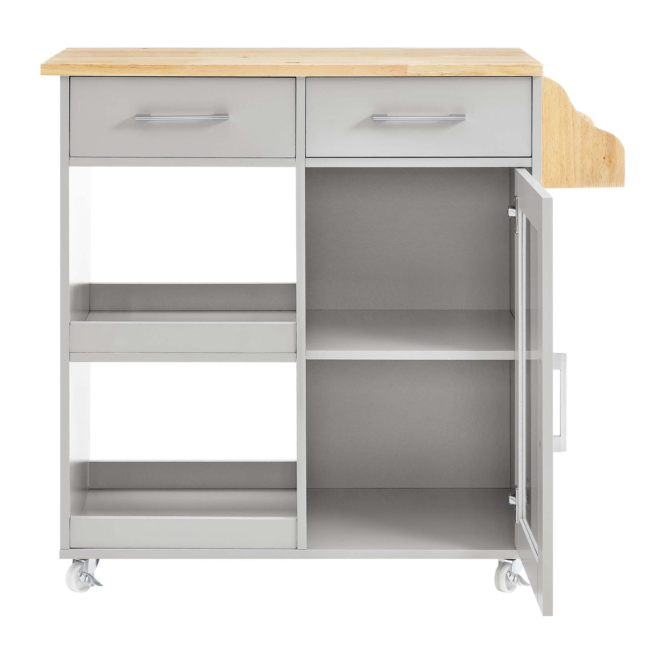 Gourmand Kitchen Pantry Cart V.2, Light Gray & Natural Wood
