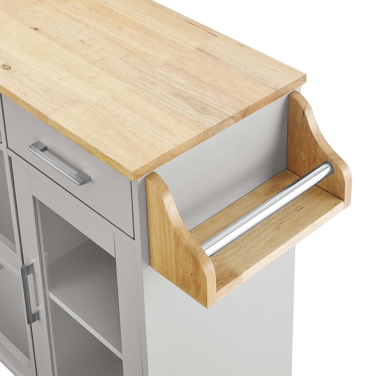 Gourmand Kitchen Pantry Cart V.2, Light Gray & Natural Wood