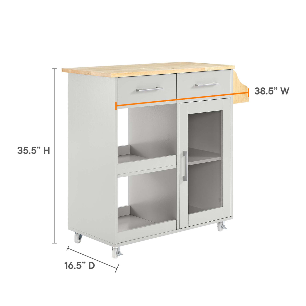 Gourmand Kitchen Pantry Cart V.2, Light Gray & Natural Wood
