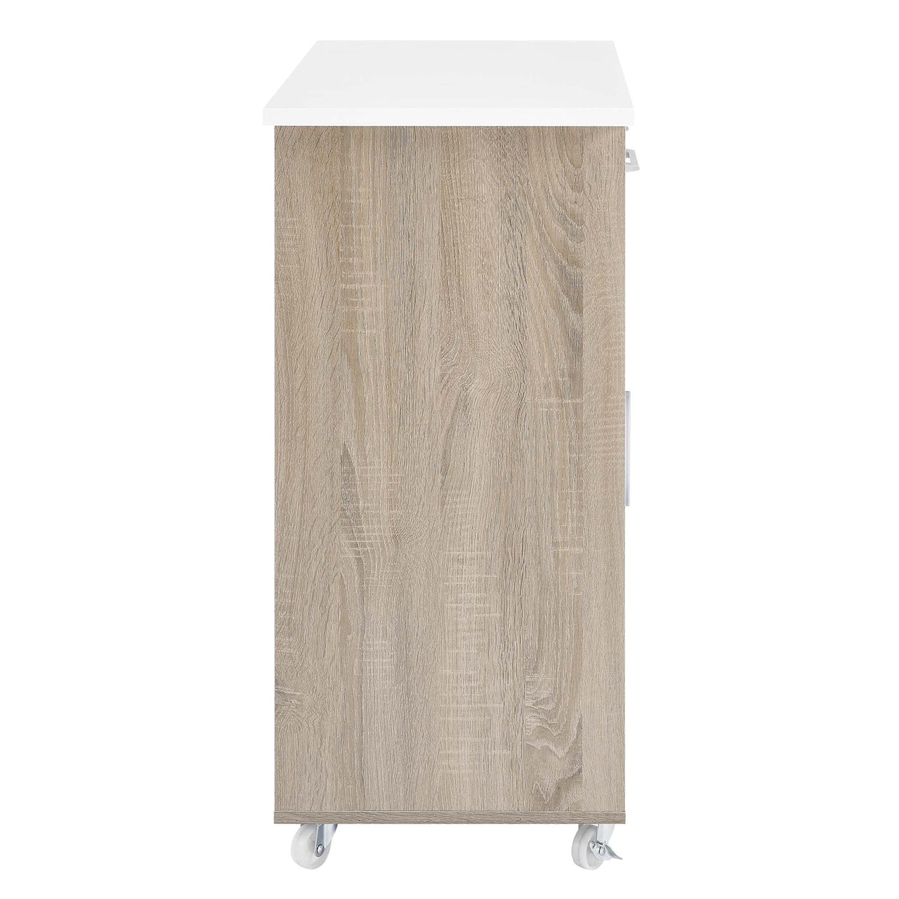 Gourmand Kitchen Pantry Cart V.2, Oak & White