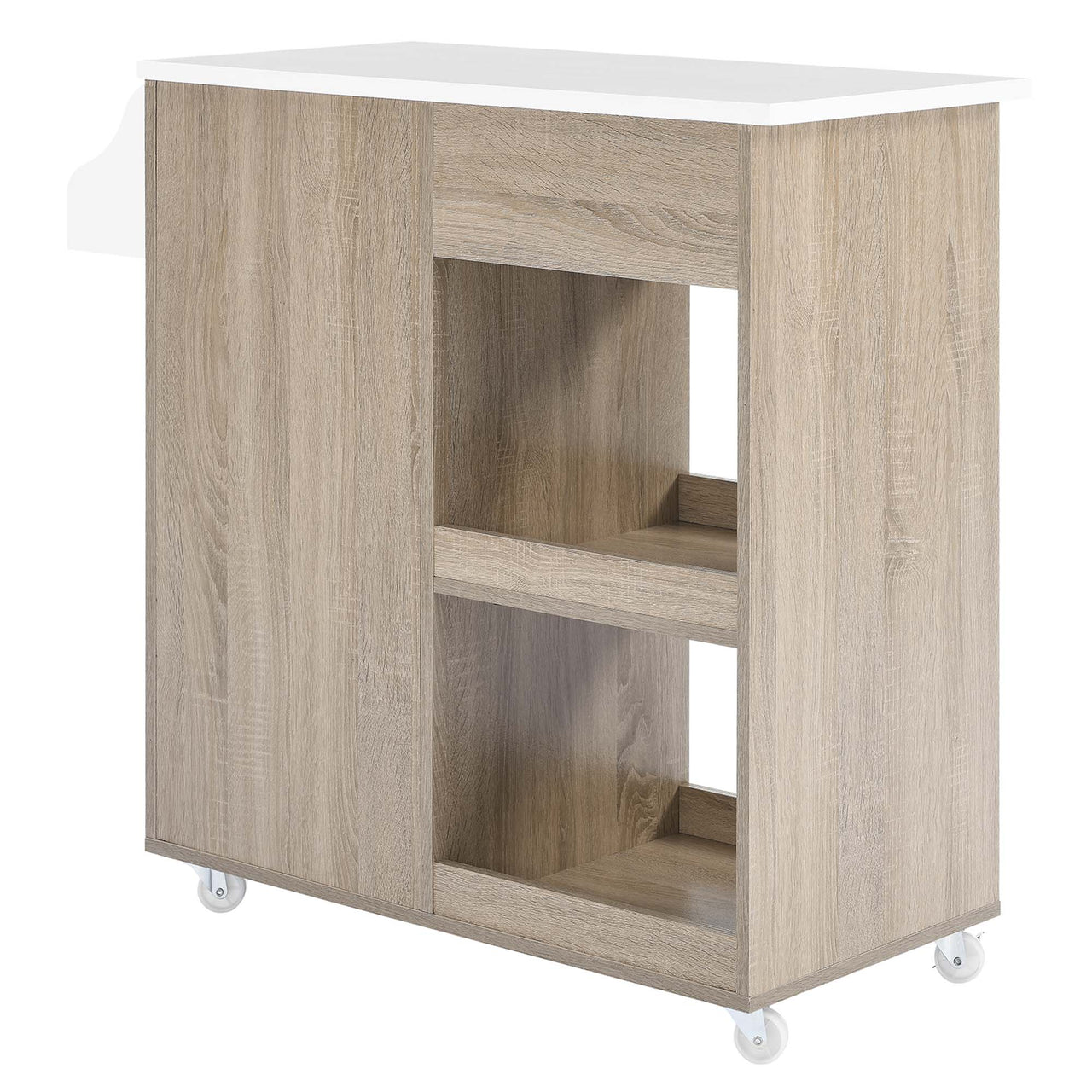 Gourmand Kitchen Pantry Cart V.2, Oak & White