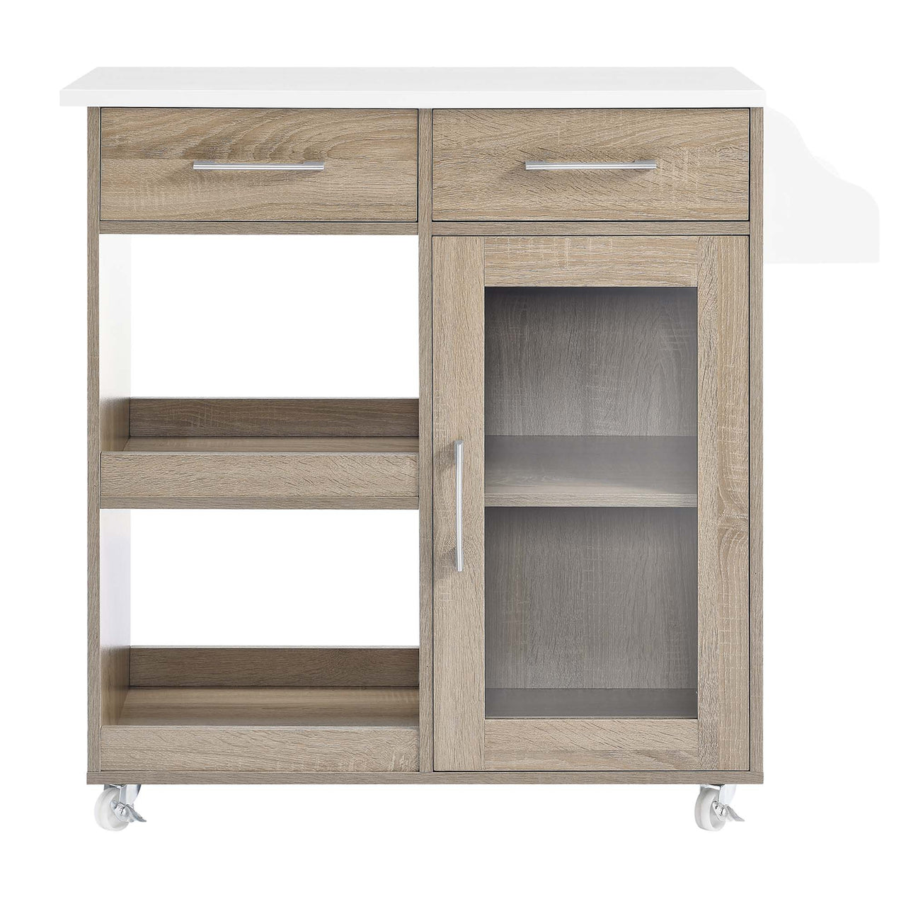 Gourmand Kitchen Pantry Cart V.2, Oak & White