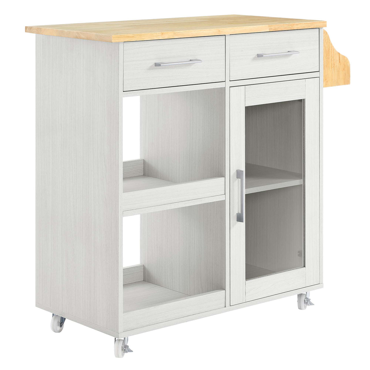 Gourmand Kitchen Pantry Cart V.2, White & Natural Wood