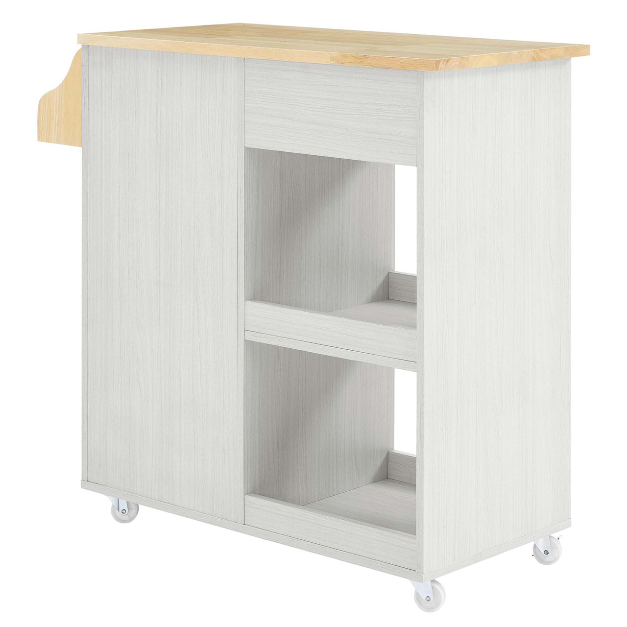 Gourmand Kitchen Pantry Cart V.2, White & Natural Wood