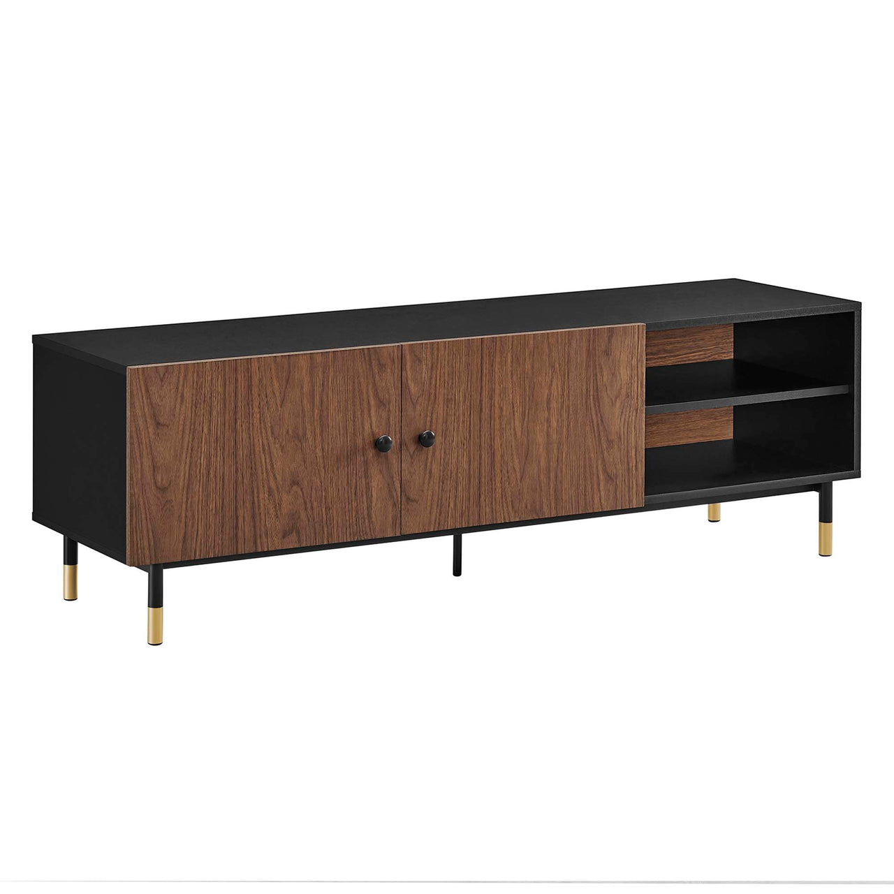 Portier TV Stand, Black & Walnut