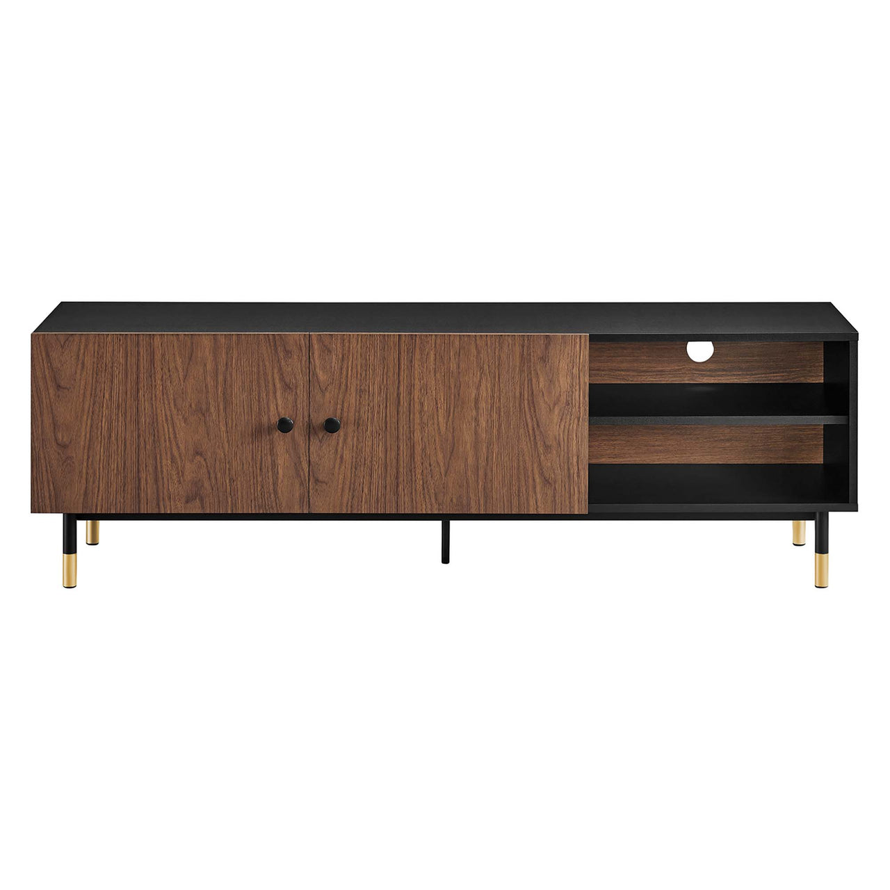 Portier TV Stand, Black & Walnut