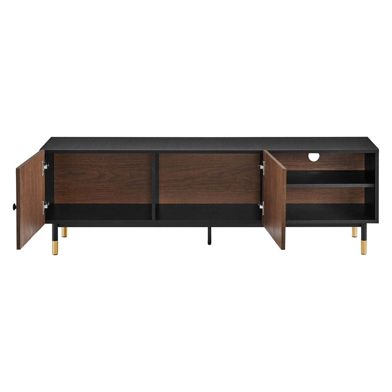 Portier TV Stand, Black & Walnut