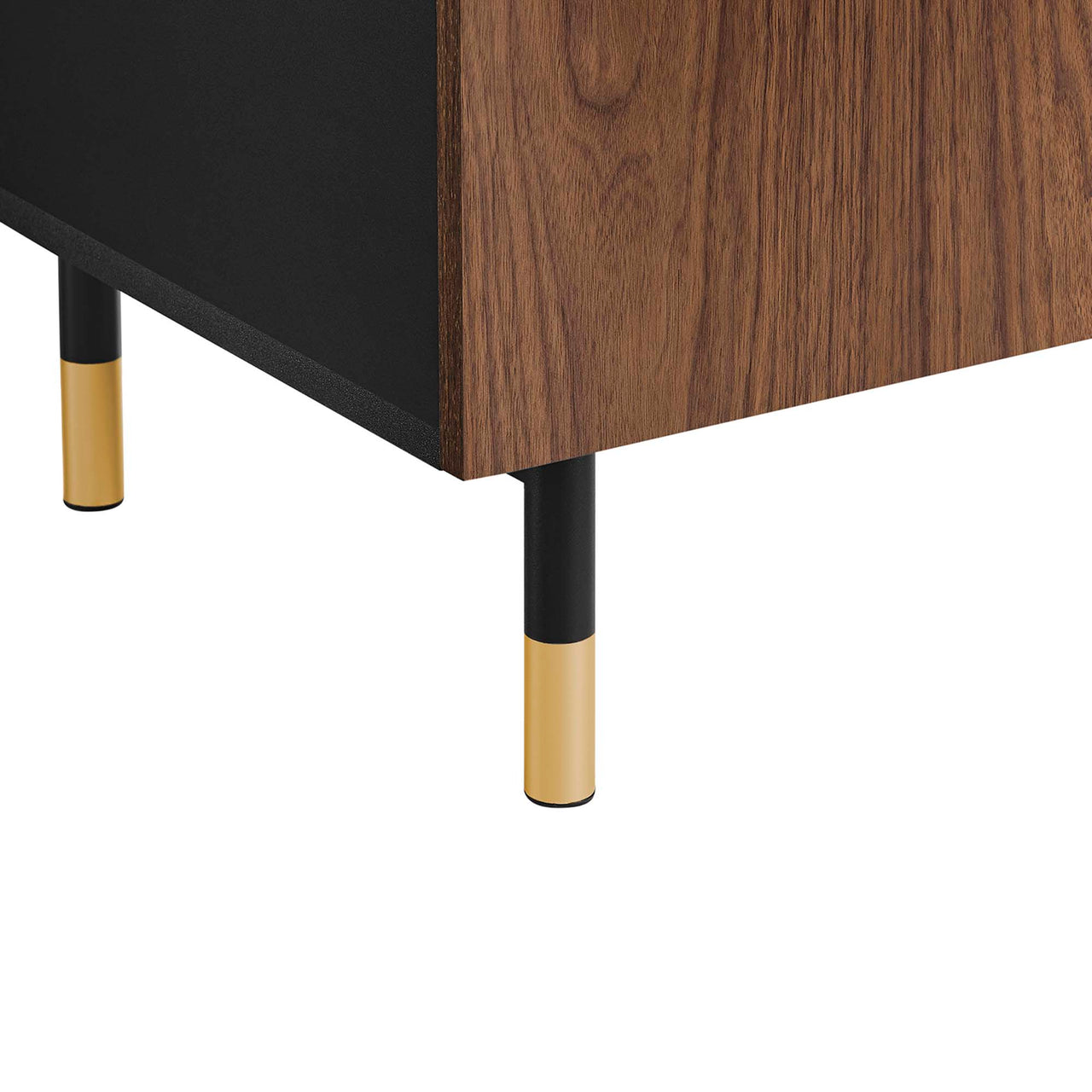 Portier TV Stand, Black & Walnut