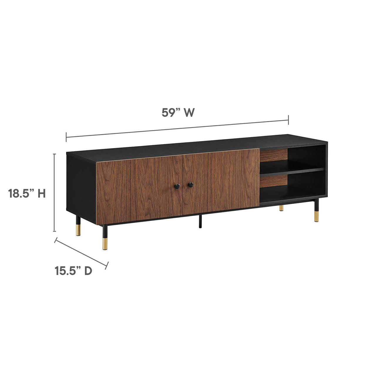 Portier TV Stand, Black & Walnut