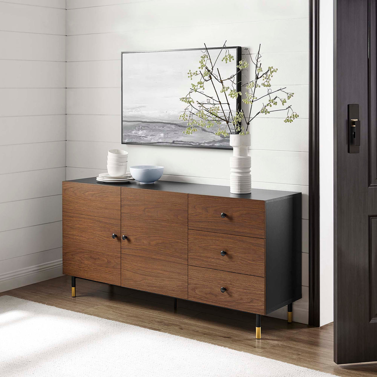 Portier Sideboard, Black & Walnut