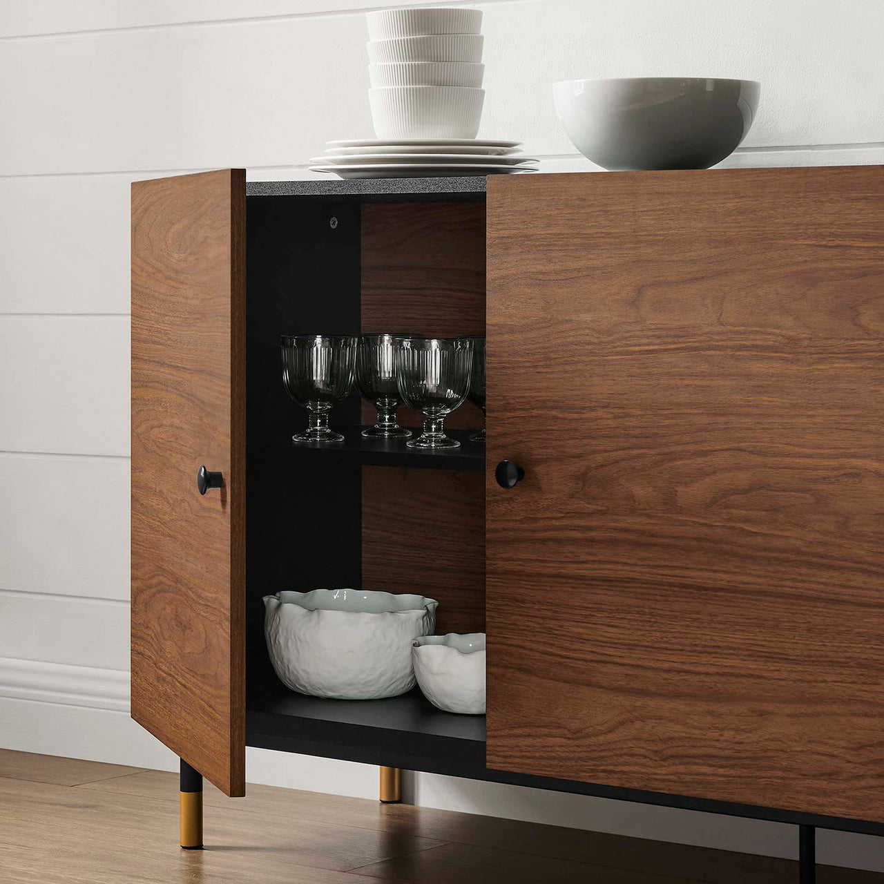 Portier Sideboard, Black & Walnut