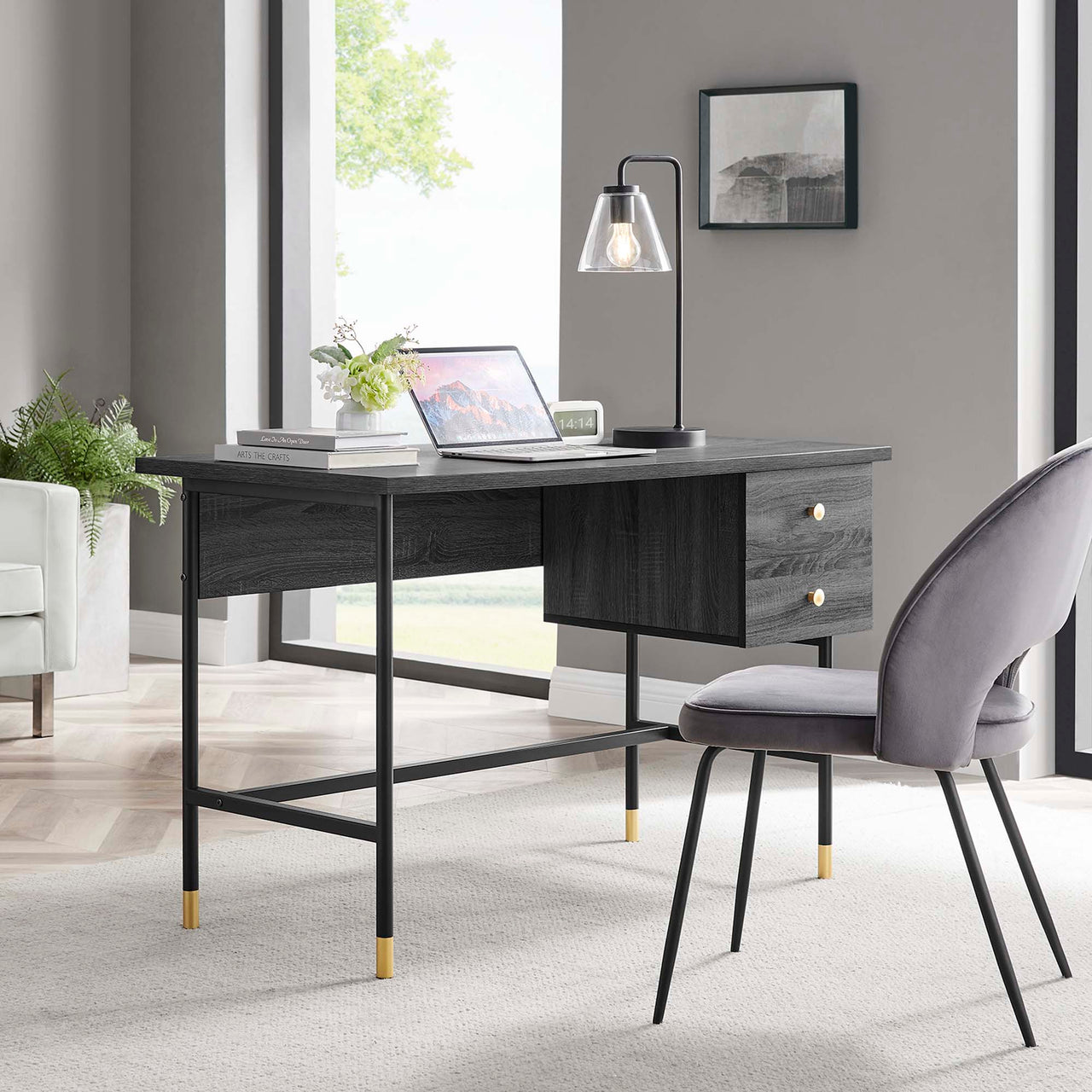 Portier Desk, Black & Charcoal