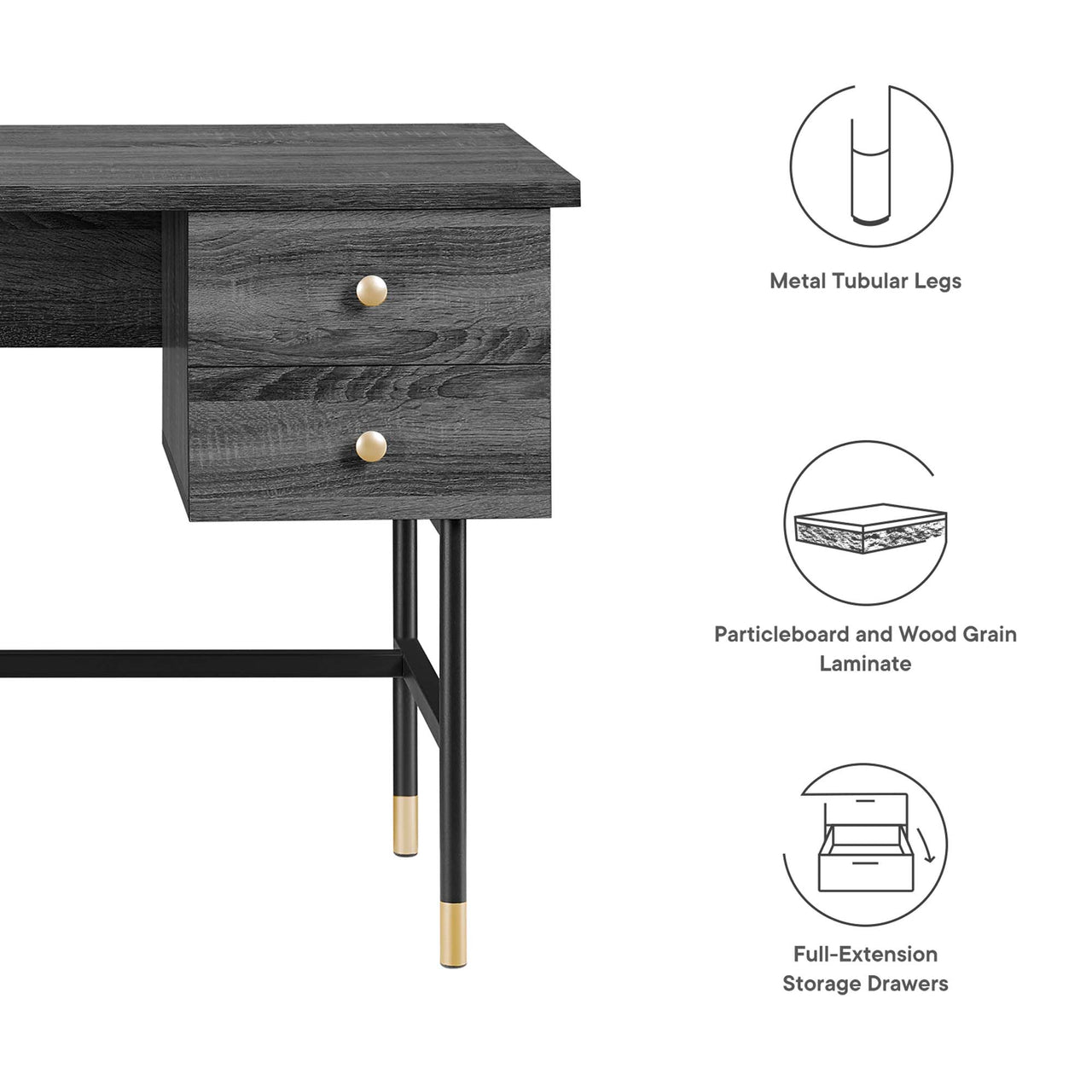 Portier Desk, Black & Charcoal