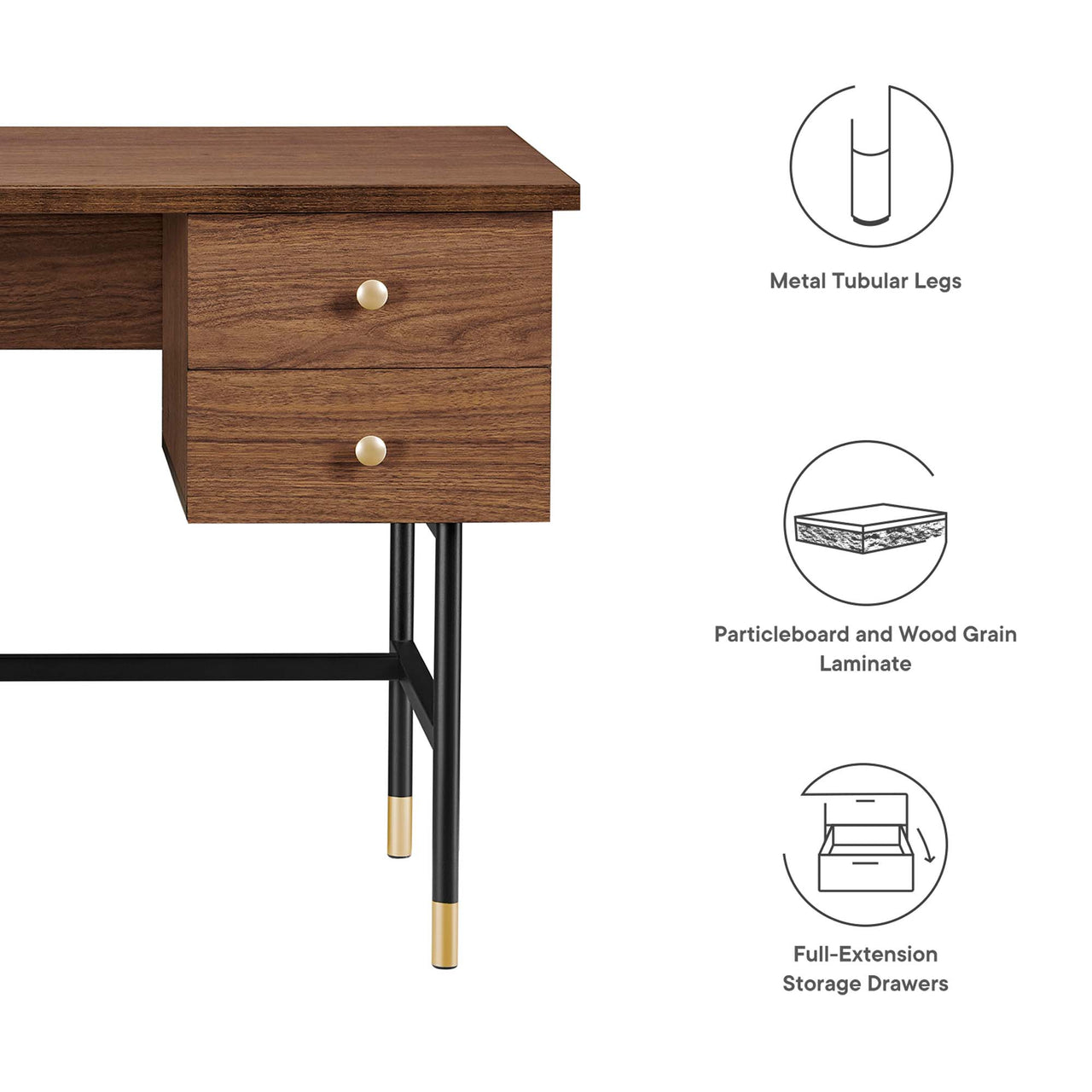 Portier Desk, Black & Walnut