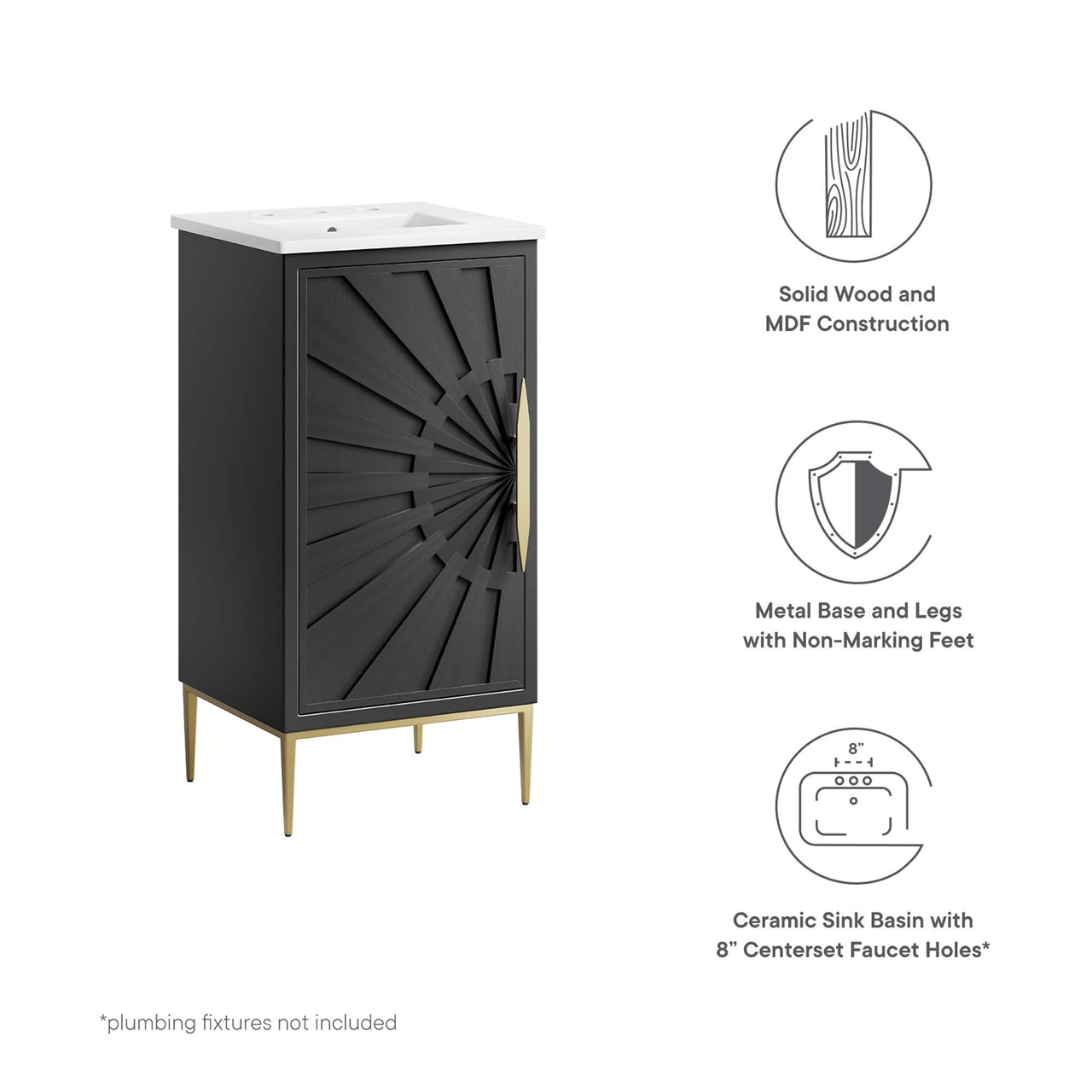 Solar Eclipse Vanity Unit, Extra Small, White & Black