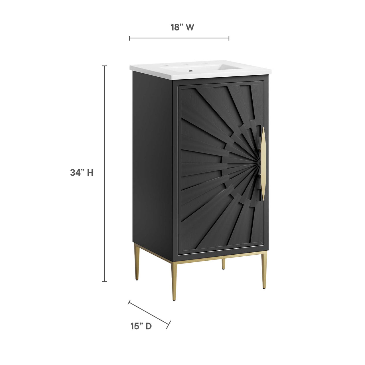 Solar Eclipse Vanity Unit, Extra Small, White & Black
