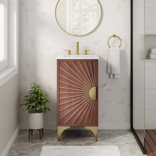 Sol Vanity Unit, Extra Small, White & Walnut