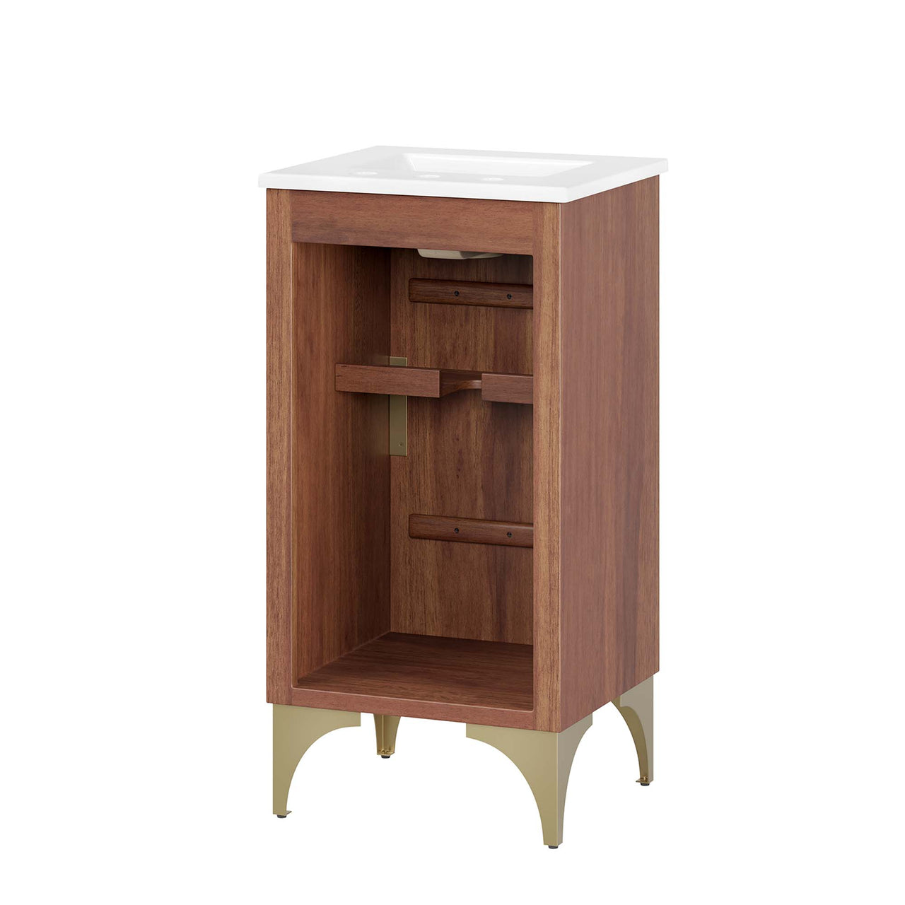 Sol Vanity Unit, Extra Small, White & Walnut