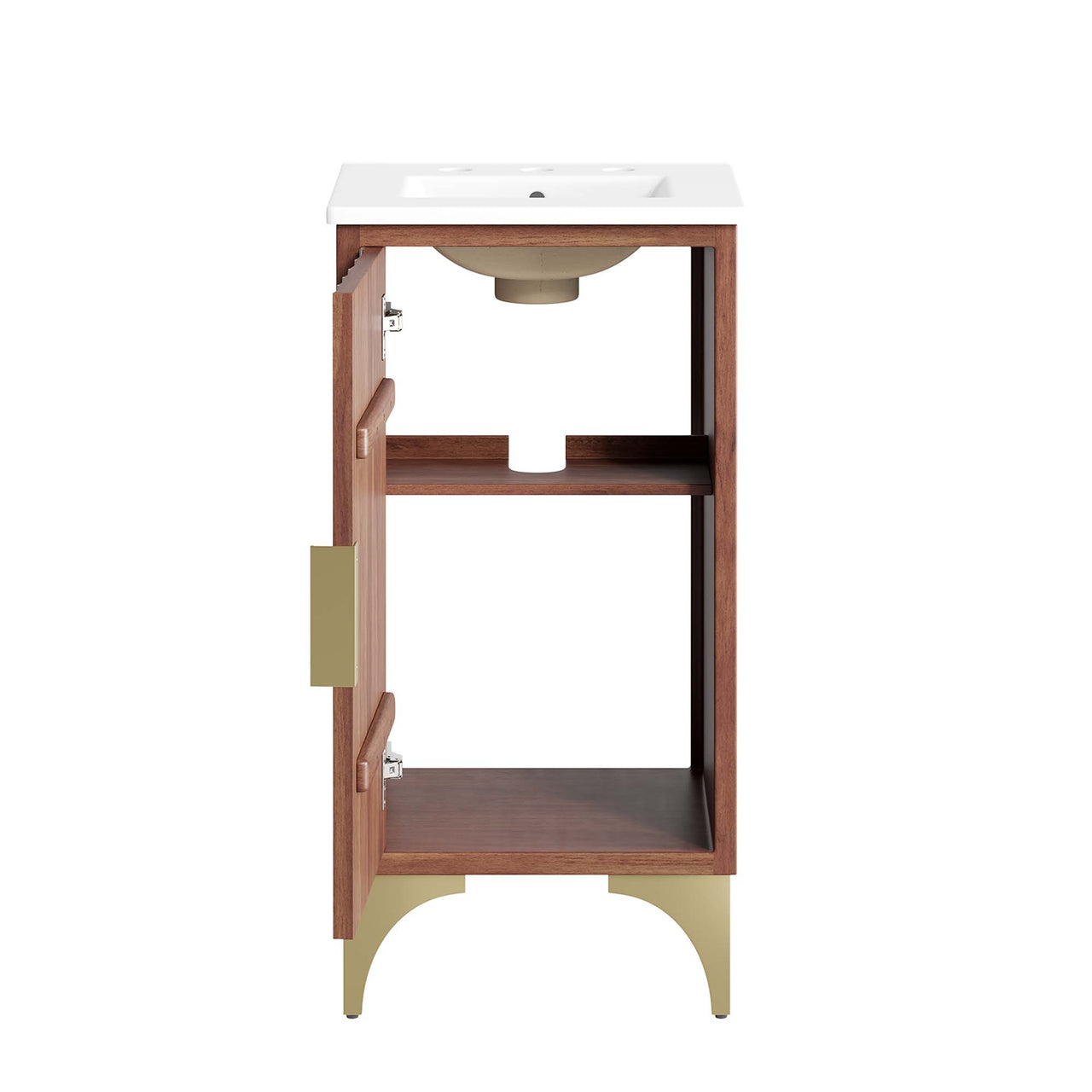 Sol Vanity Unit, Extra Small, White & Walnut