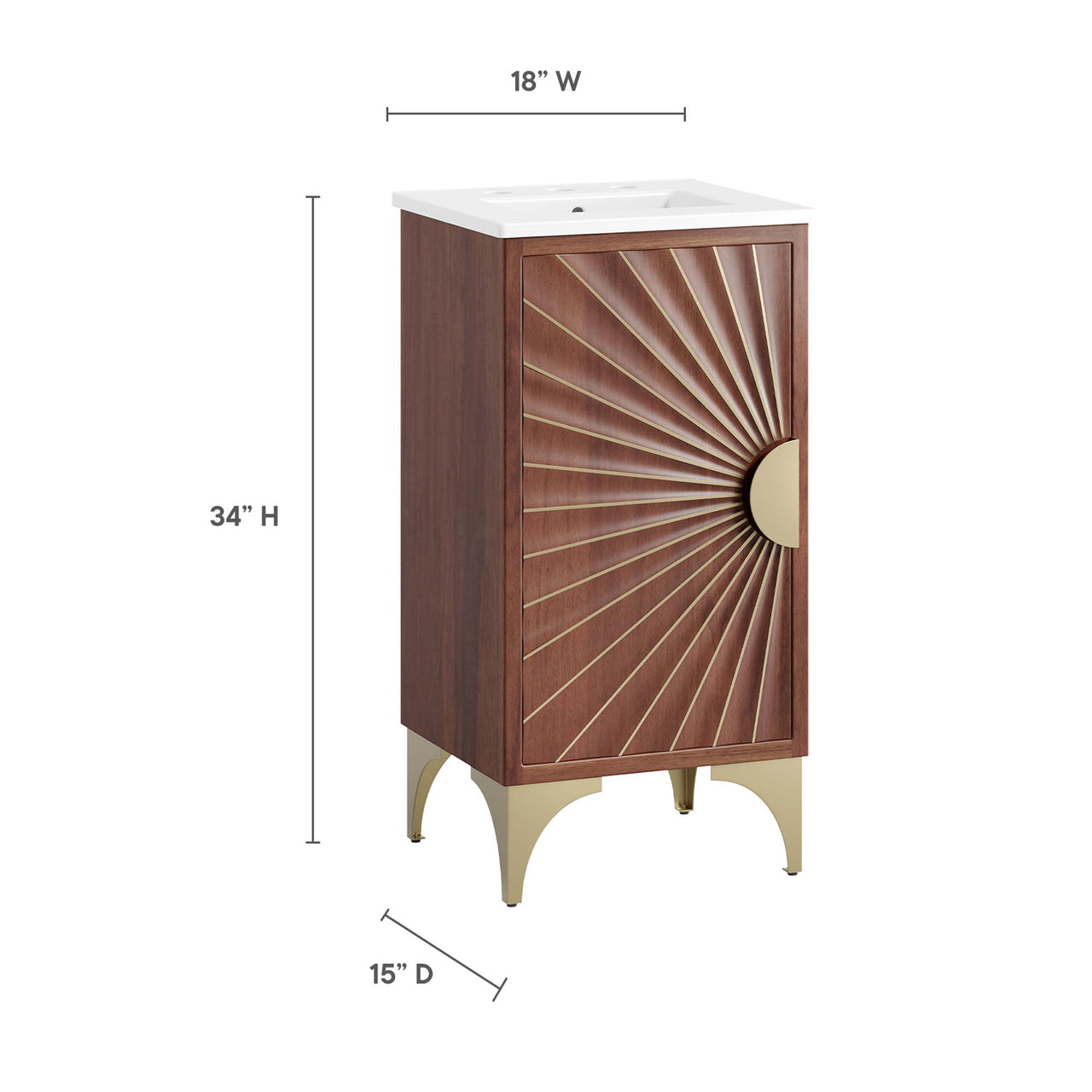 Sol Vanity Unit, Extra Small, White & Walnut