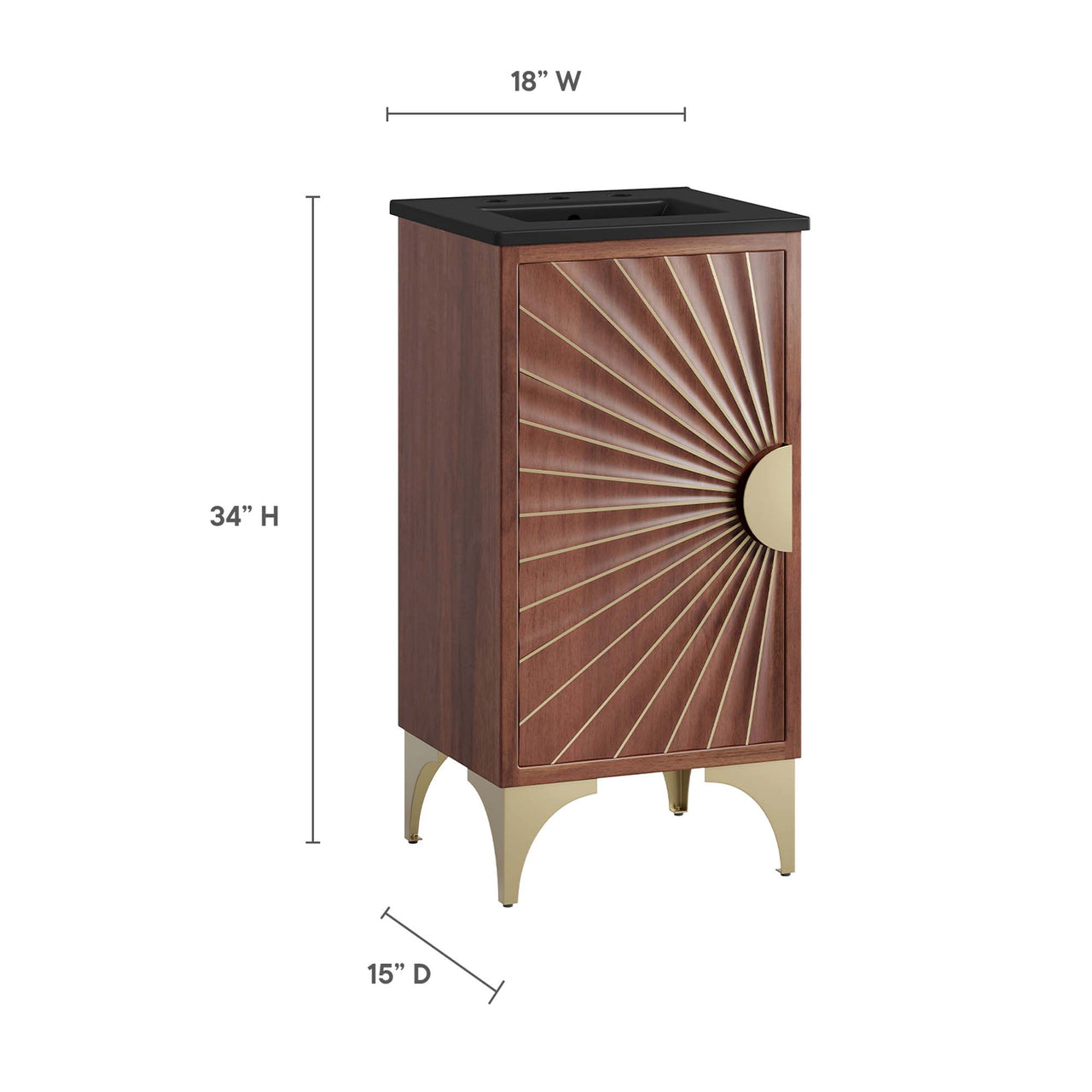 Sol Vanity Unit, Extra Small, Black & Walnut
