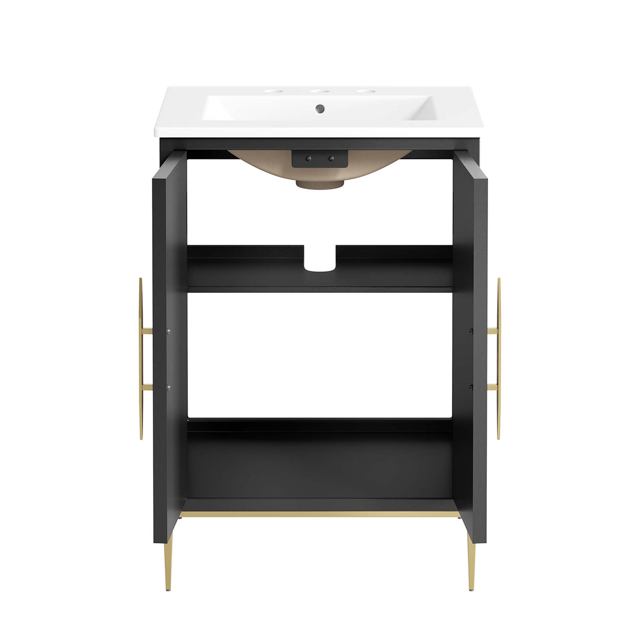 Solar Eclipse Vanity Unit, Small, White & Black