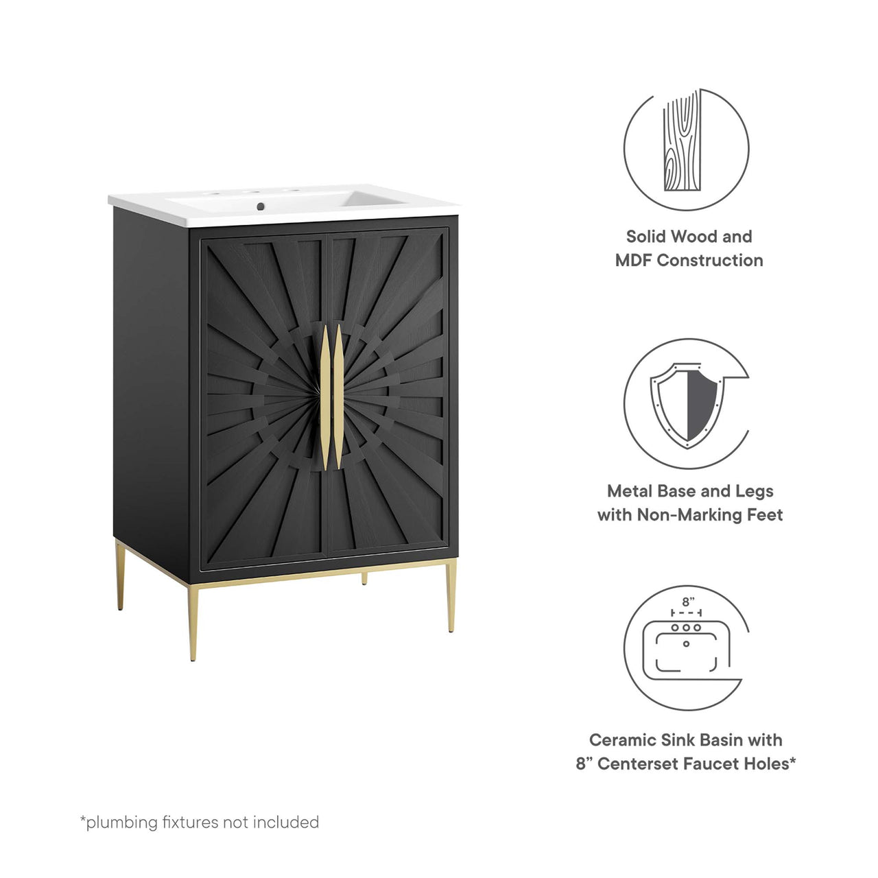 Solar Eclipse Vanity Unit, Small, White & Black