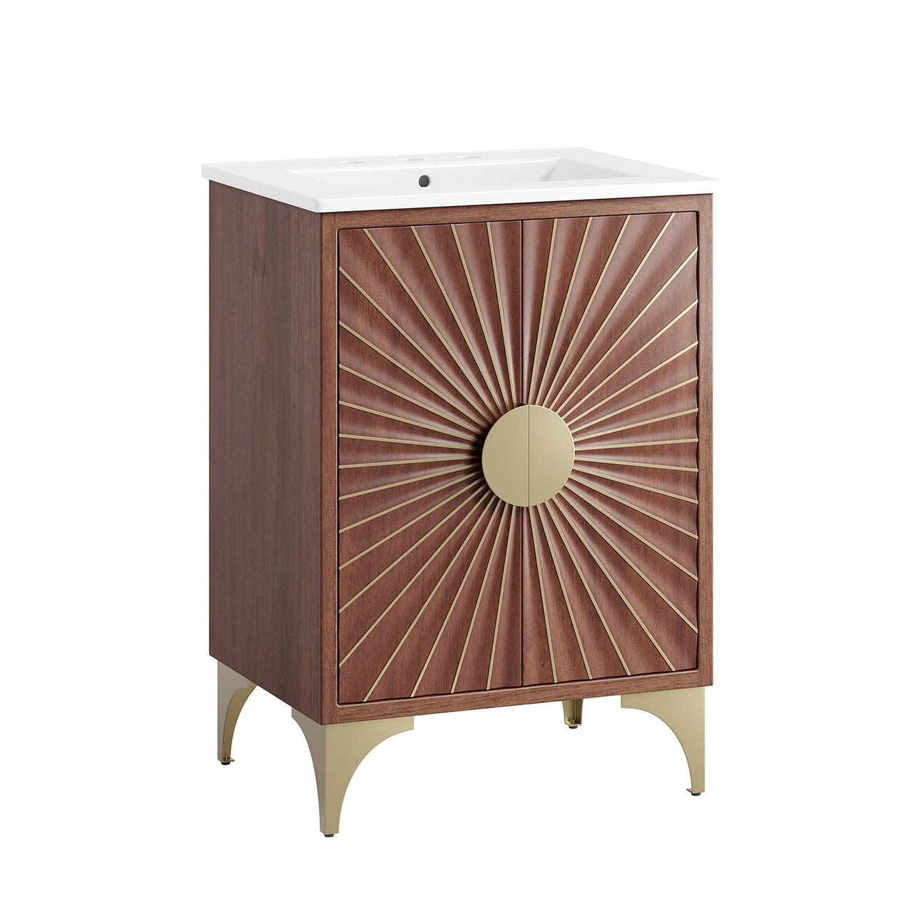 Sol Vanity Unit, Small, White & Walnut