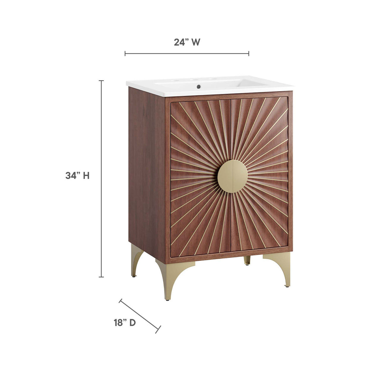 Sol Vanity Unit, Small, White & Walnut