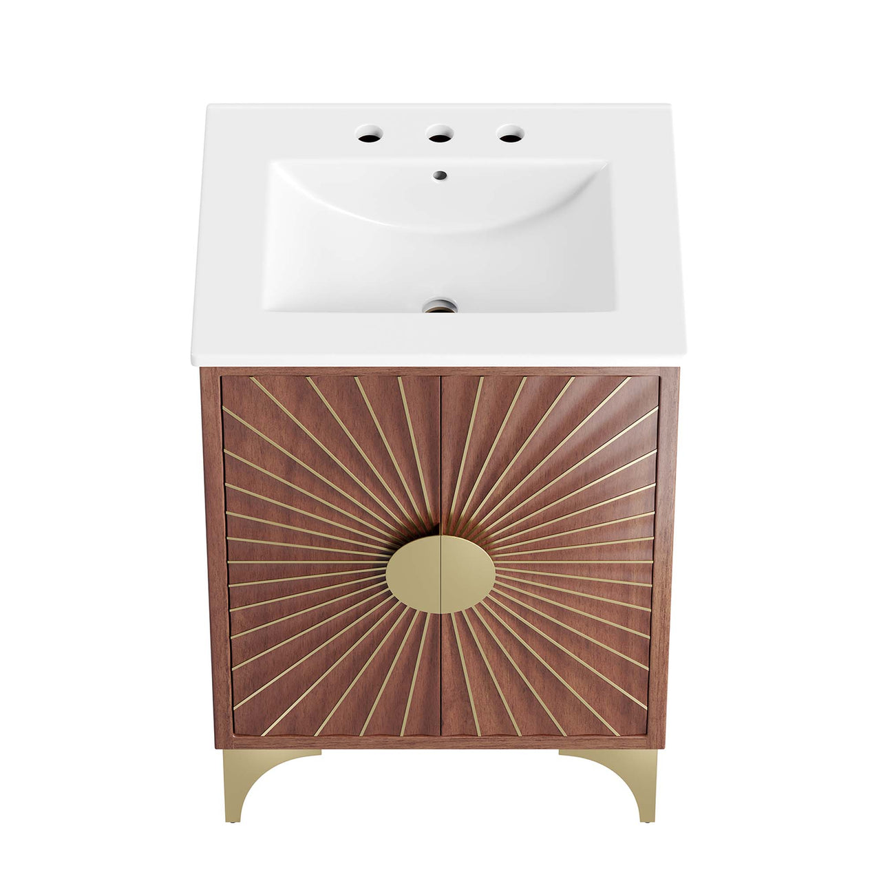 Sol Vanity Unit, Small, White & Walnut