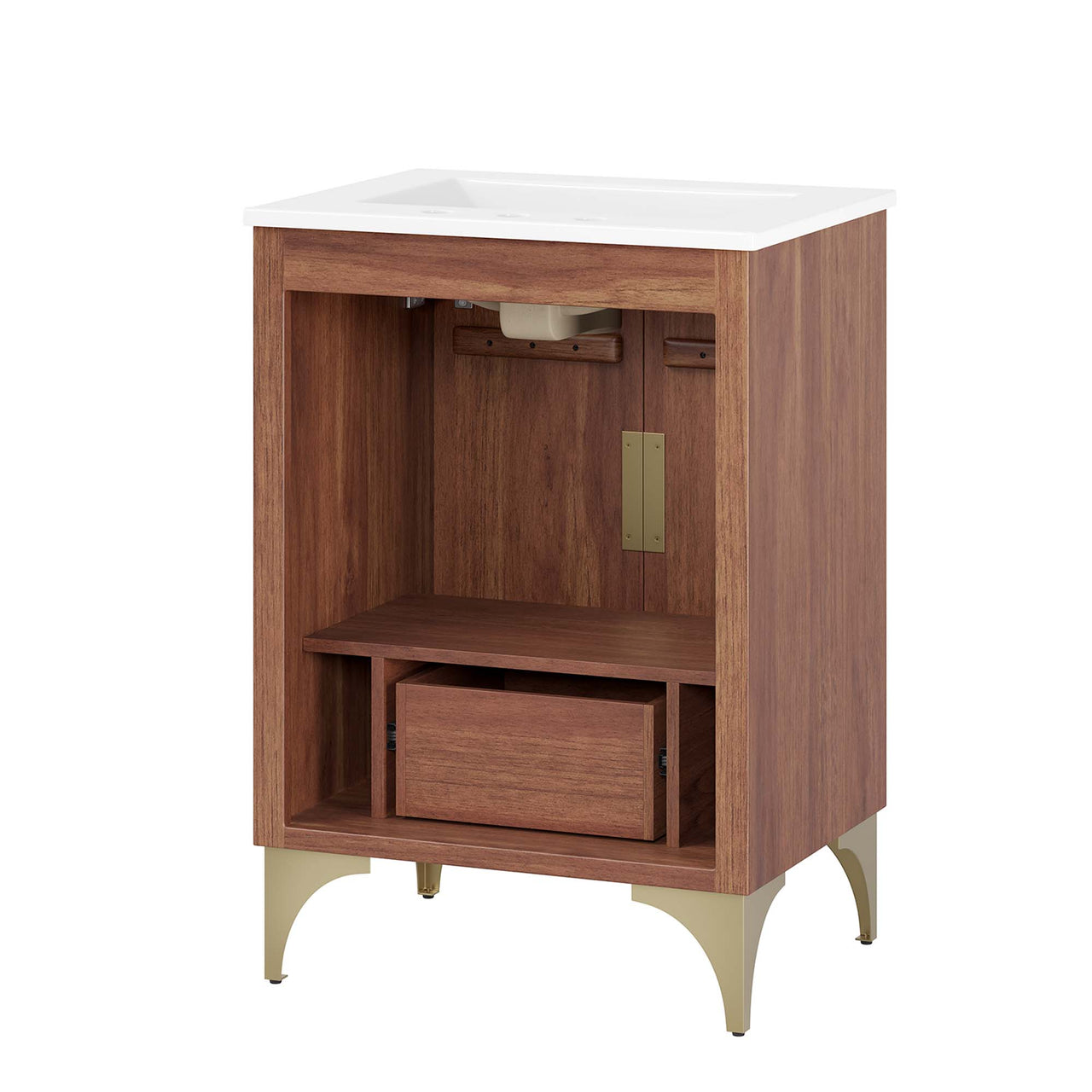 Sol Vanity Unit, Small, White & Walnut