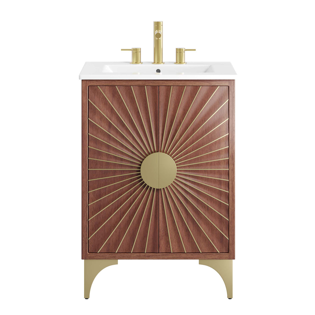 Sol Vanity Unit, Small, White & Walnut