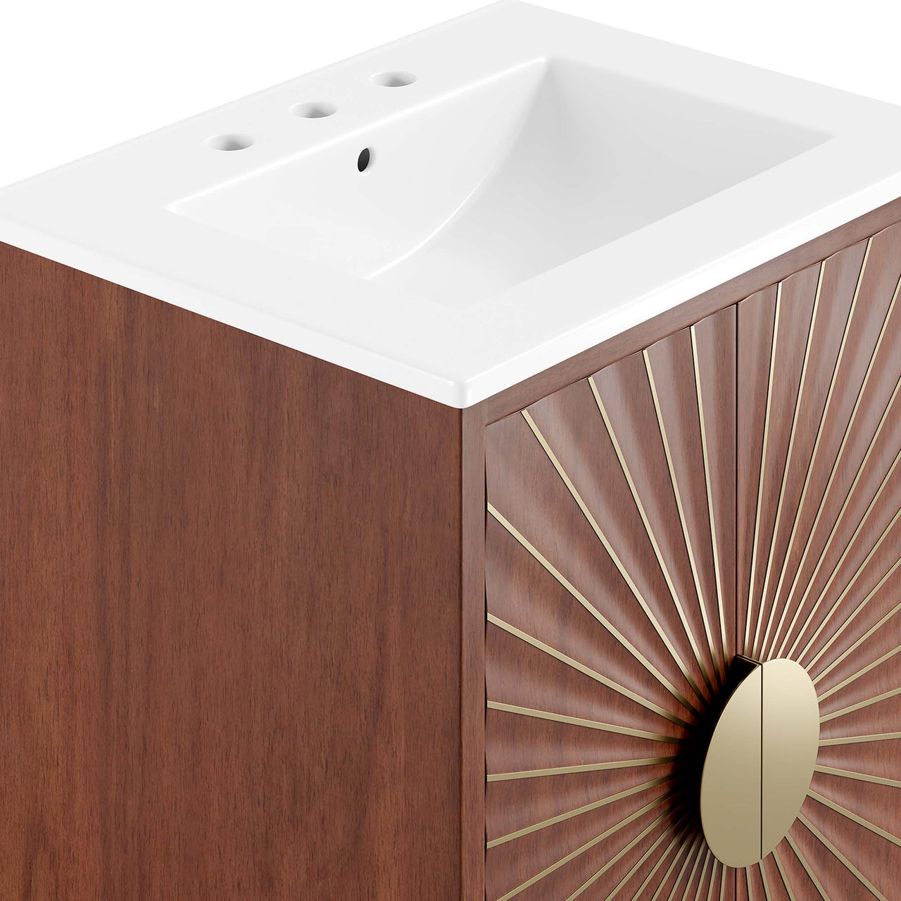 Sol Vanity Unit, Small, White & Walnut