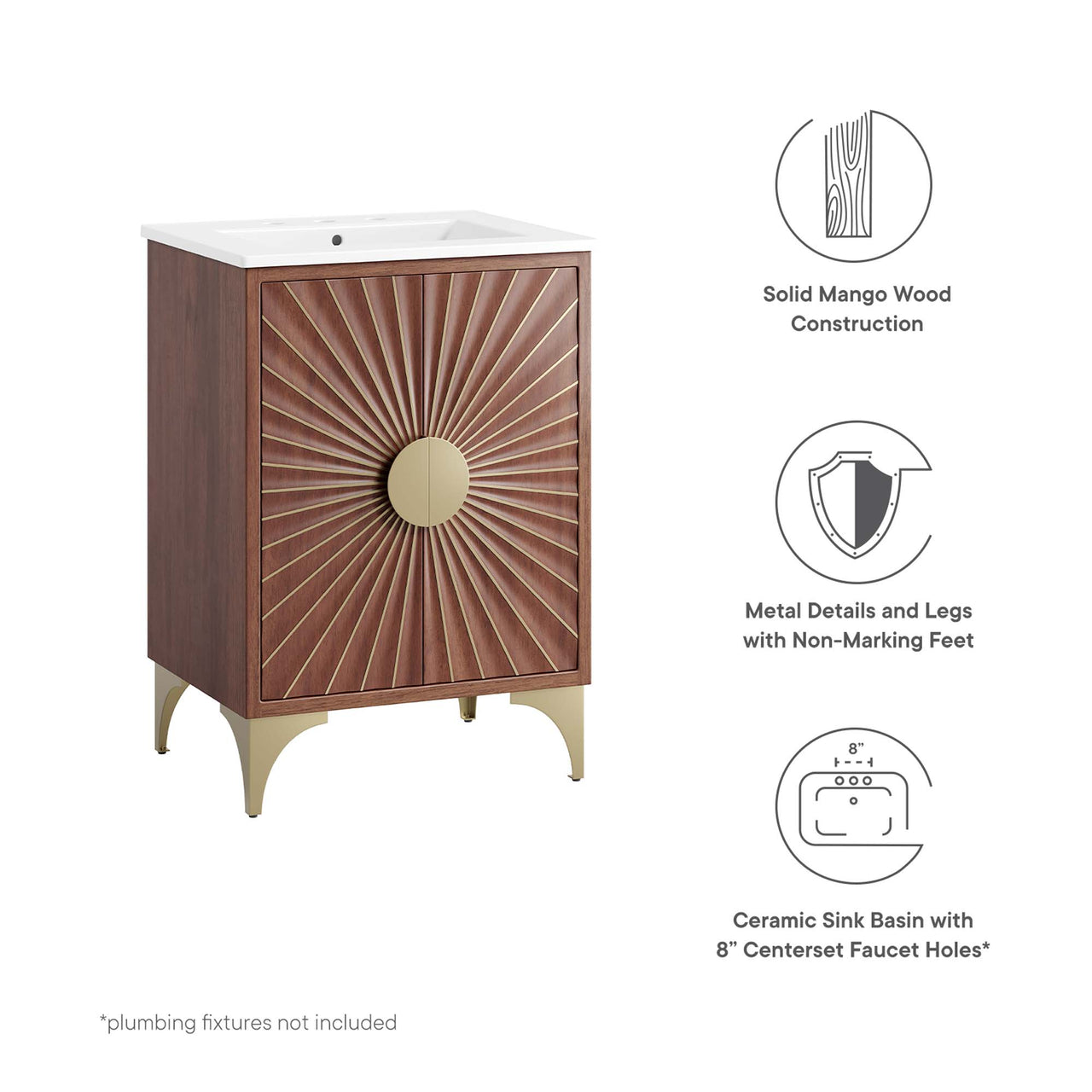Sol Vanity Unit, Small, White & Walnut