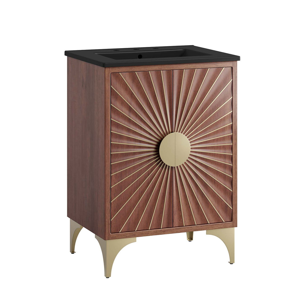 Sol Vanity Unit, Small, Black & Walnut